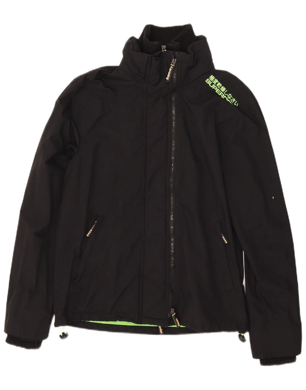 Damska kurtka wiatrówka Superdry The Windcheater UK 16, duża, czarna nylonowa
