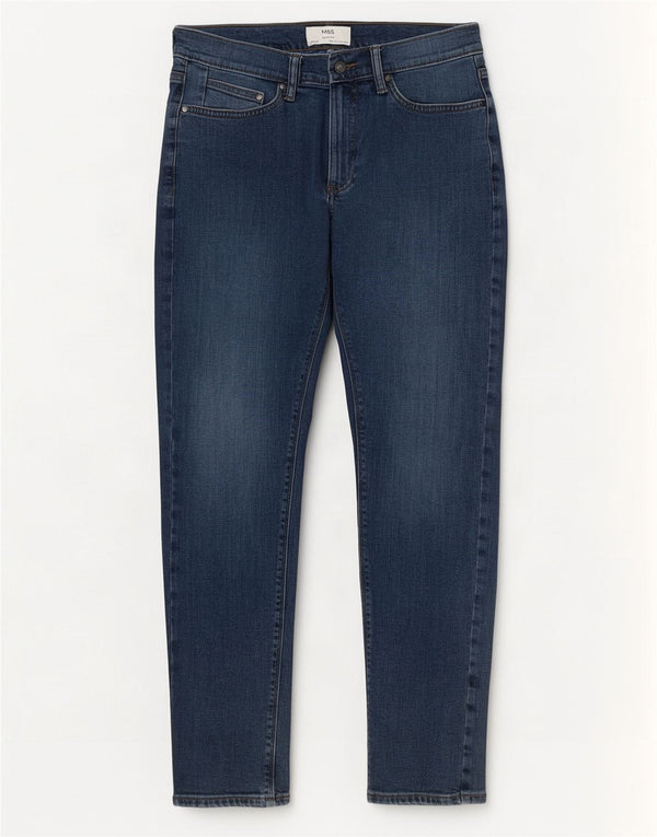 Marks & Spencer Damskie jeansy slim W30 L31 Niebieskie, bawełniane