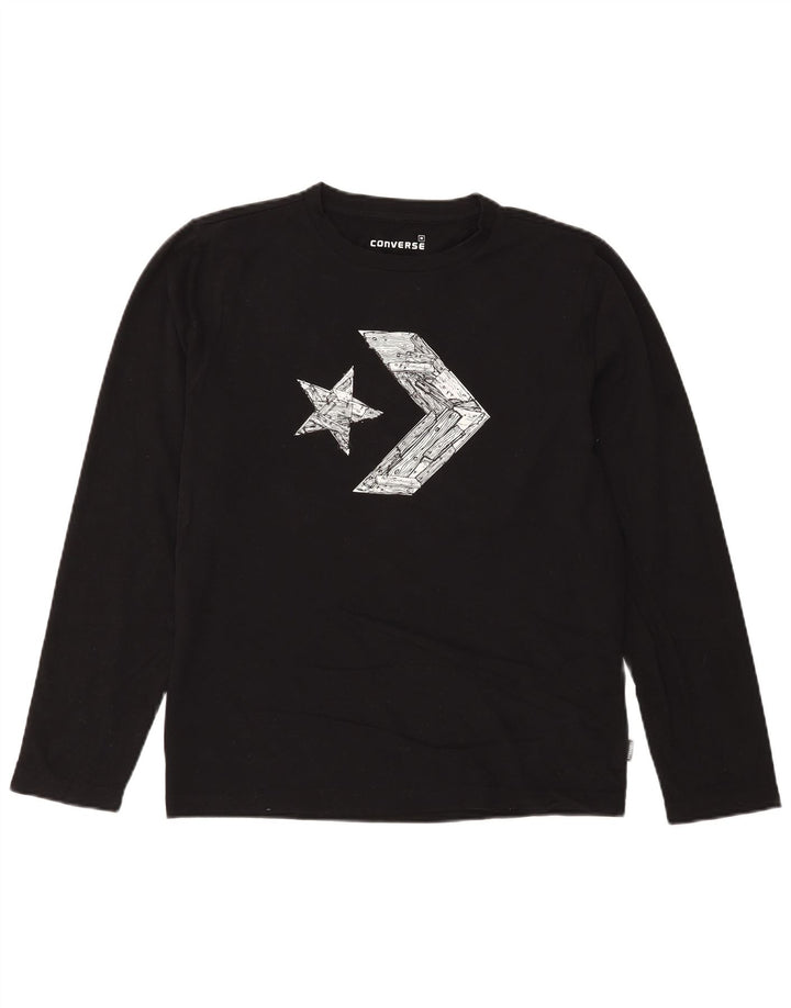 Converse Męski graficzny top z długim rękawem, średnio czarny, bawełniany