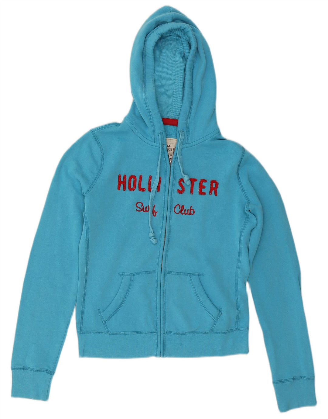 HOLLISTER Damski sweter z kapturem i zamkiem błyskawicznym UK 14, średni niebieski, bawełniany