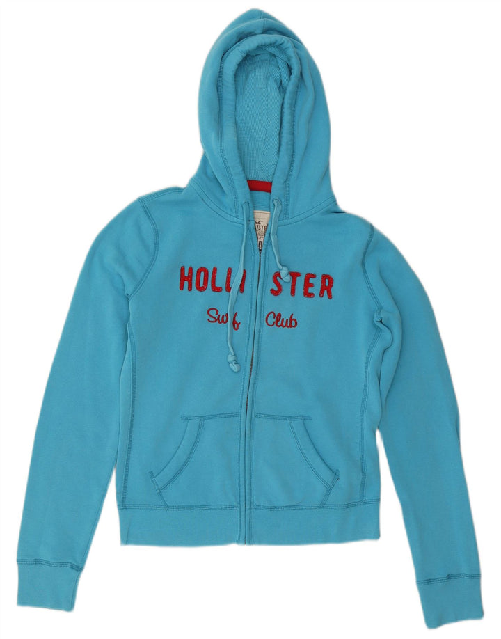 HOLLISTER Damski sweter z kapturem i zamkiem błyskawicznym UK 14, średni niebieski, bawełniany