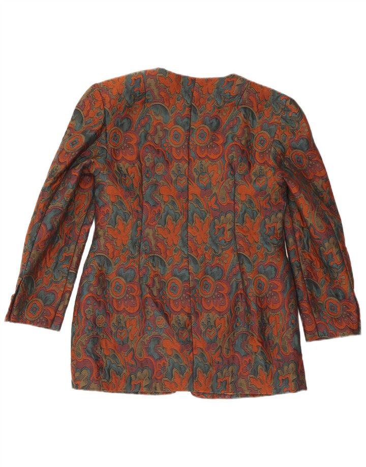 Vintage damska marynarka zapinana na 1 guzik UK 10, mała, wielobarwna, w kwiaty