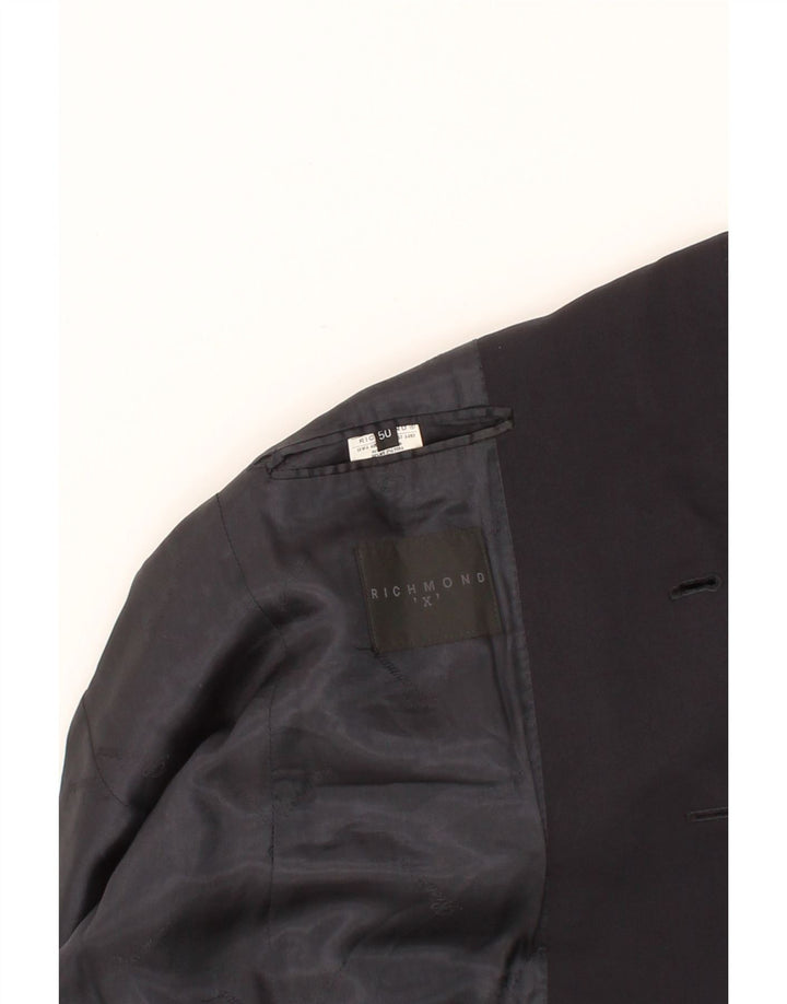 RICHMOND Mens 2 Button Blazer Jacket IT 50 Large Black Wool Vintage Richmond and Second-Hand Richmond from Messina Hembry 