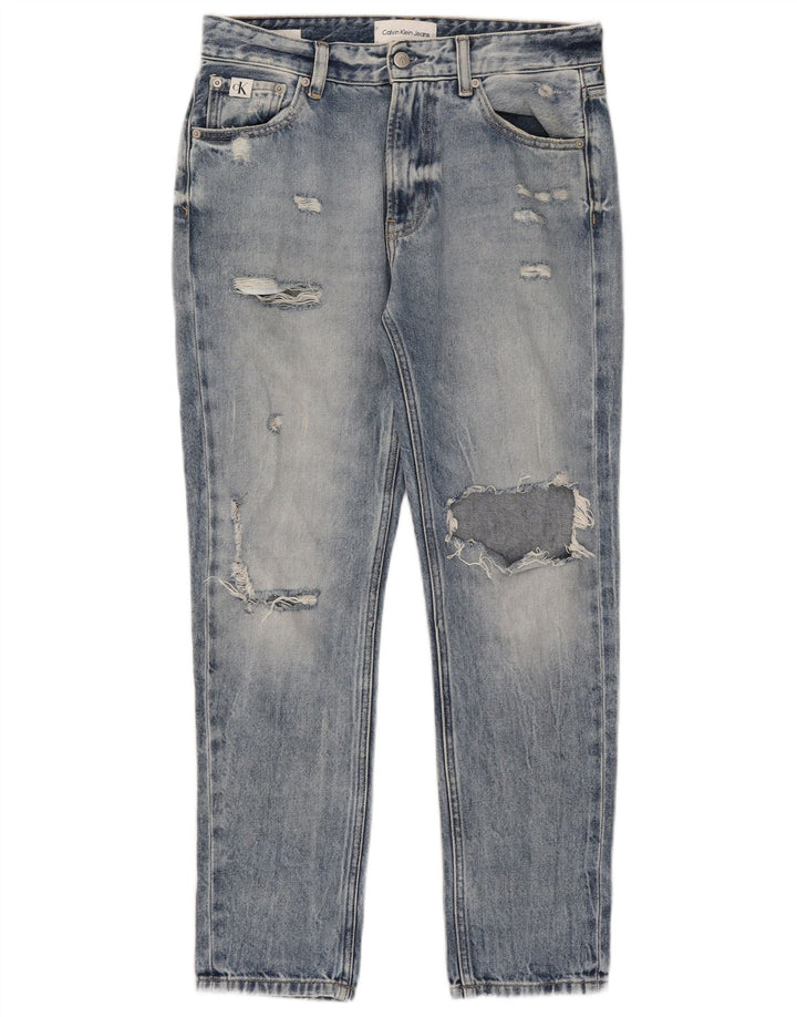 Damskie jeansy CALVIN KLEIN w trudnej sytuacji W28 L28 Niebieskie, bawełniane