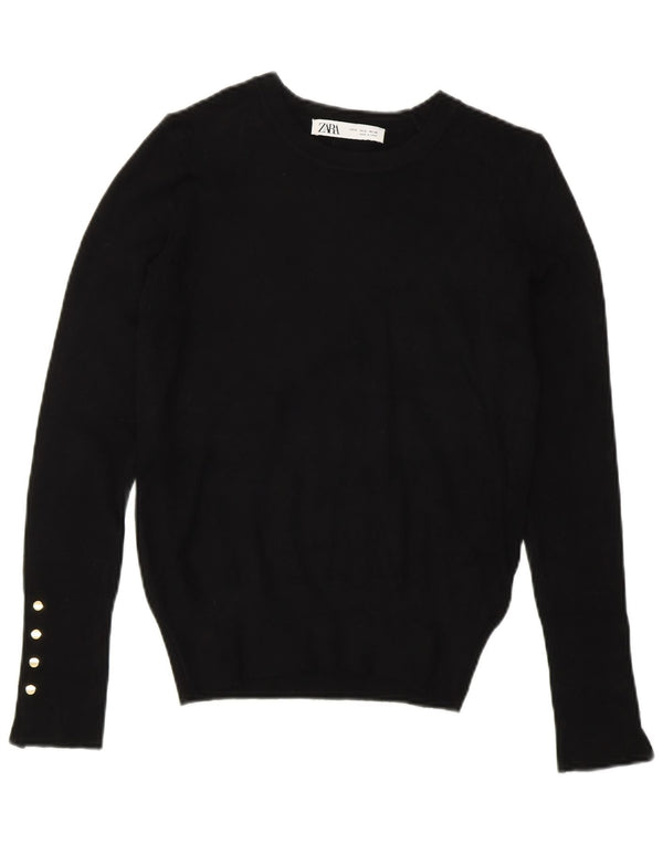 Damski sweter z okrągłym dekoltem Zara UK 10 Small Black Wiskoza