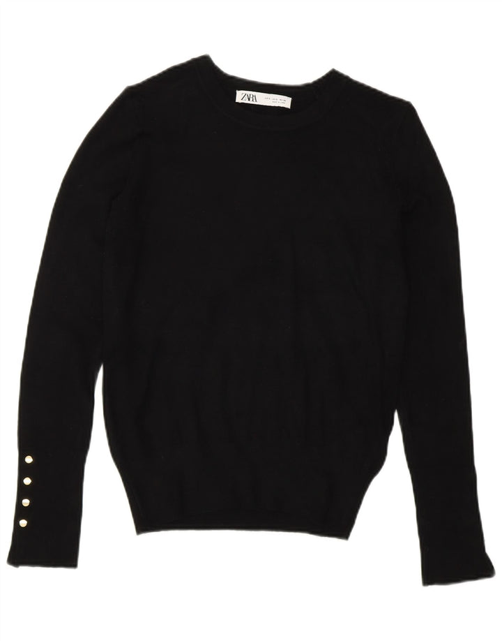 Damski sweter z okrągłym dekoltem Zara UK 10 Small Black Wiskoza