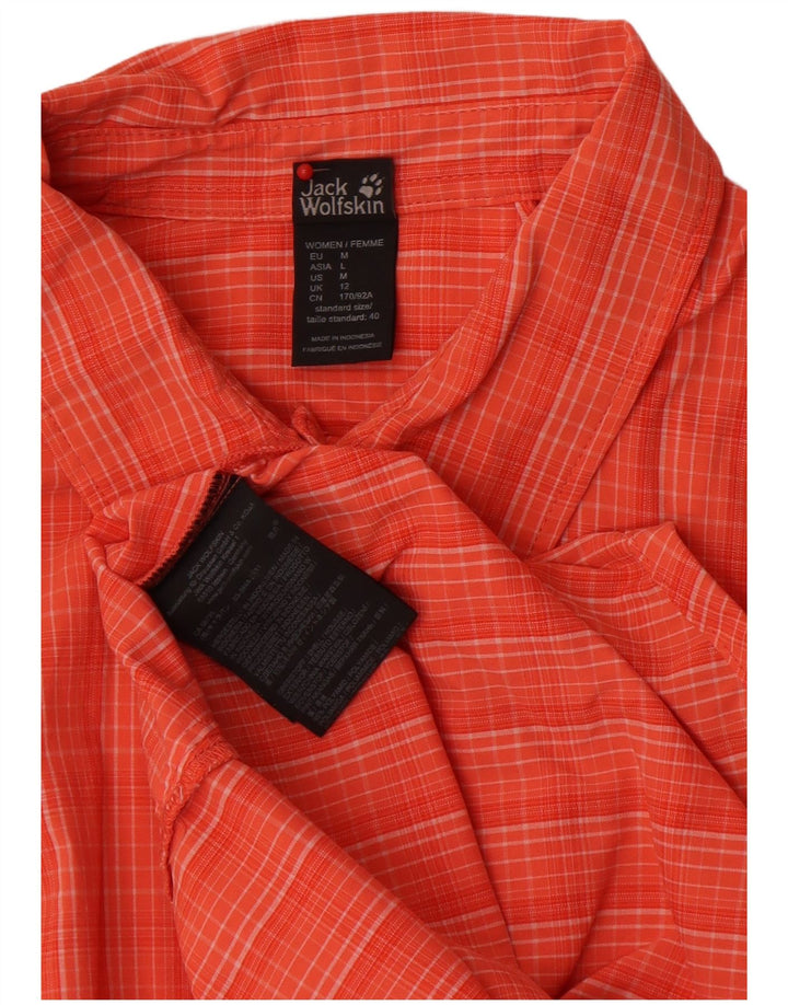 Damska koszula z krótkim rękawem Jack Wolfskin UK 12, średnia pomarańczowa kratka, poliamid