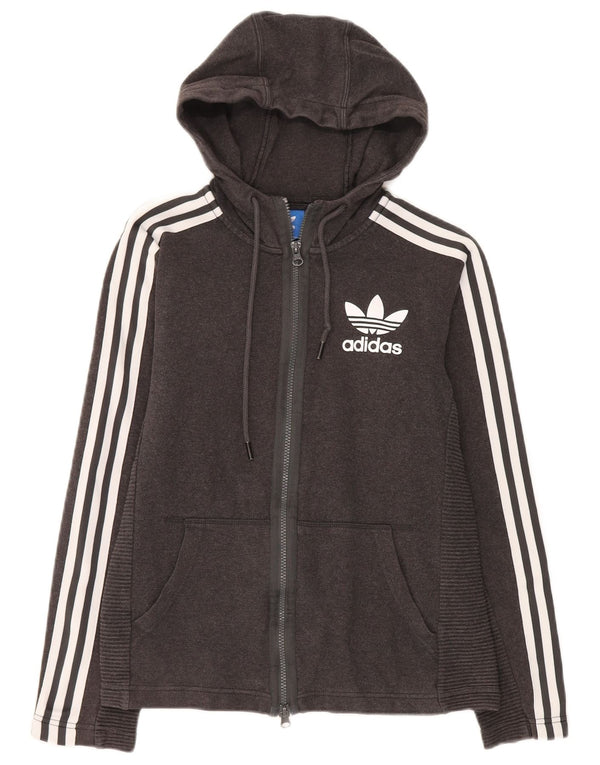 Damski sweter Adidas z grafiką i zamkiem błyskawicznym UK 6 XS Szara bawełna