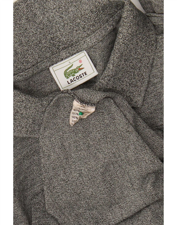 Męska koszulka polo Lacoste z długim rękawem, rozmiar 4, średnia szara bawełna w plamki