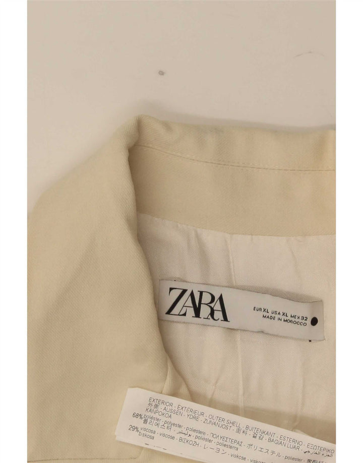 Damska marynarka z podwójnymi piersiami Zara UK 14 XL Off White Poliester