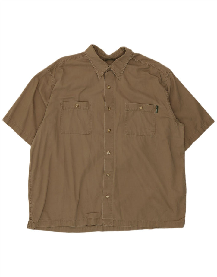 Koszula męska z krótkim rękawem XL Eddie Bauer, beżowa, bawełniana