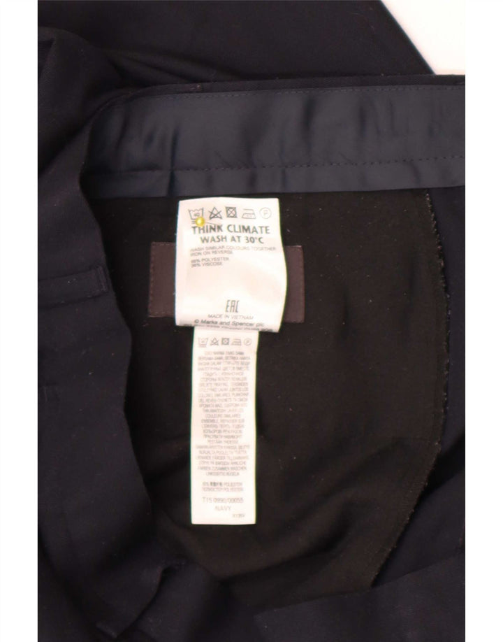 Męskie spodnie garniturowe Marks & Spencer o regularnym kroju W42 L31 Granatowy poliester
