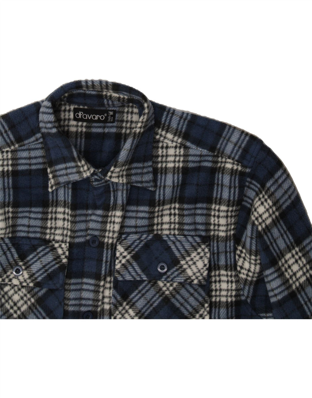 VINTAGE Mens Fleece Shirt Medium Blue Check Polyester Vintage Vintage and Second-Hand Vintage from Messina Hembry 