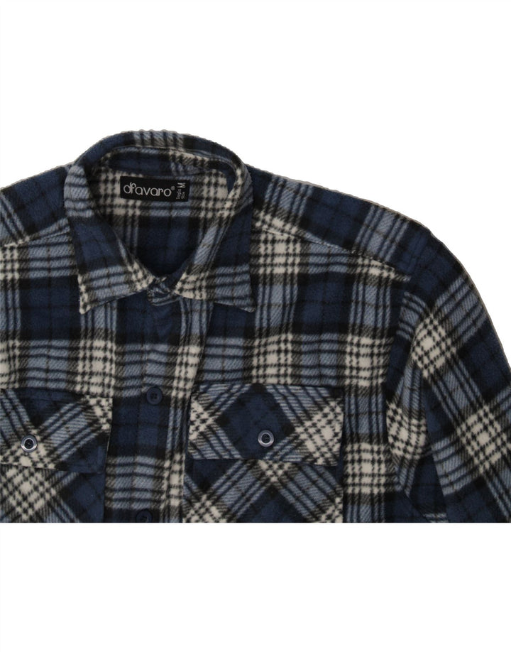 VINTAGE Mens Fleece Shirt Medium Blue Check Polyester Vintage Vintage and Second-Hand Vintage from Messina Hembry 