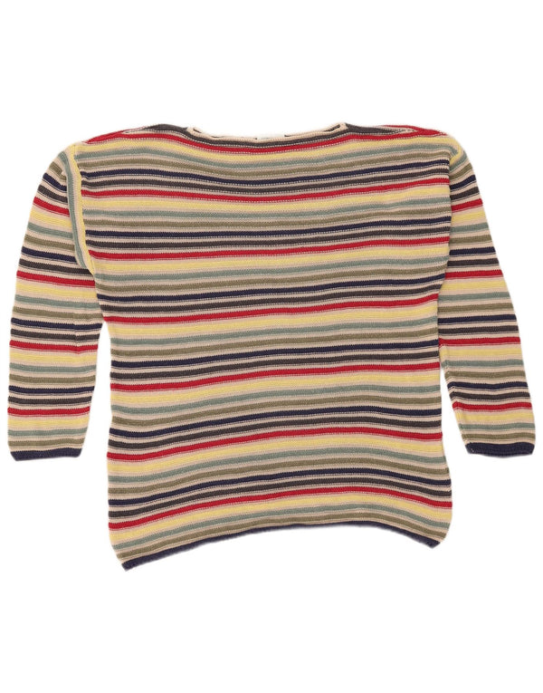 Damski sweter z dekoltem w łódkę Benetton UK 10, mały, wielokolorowy