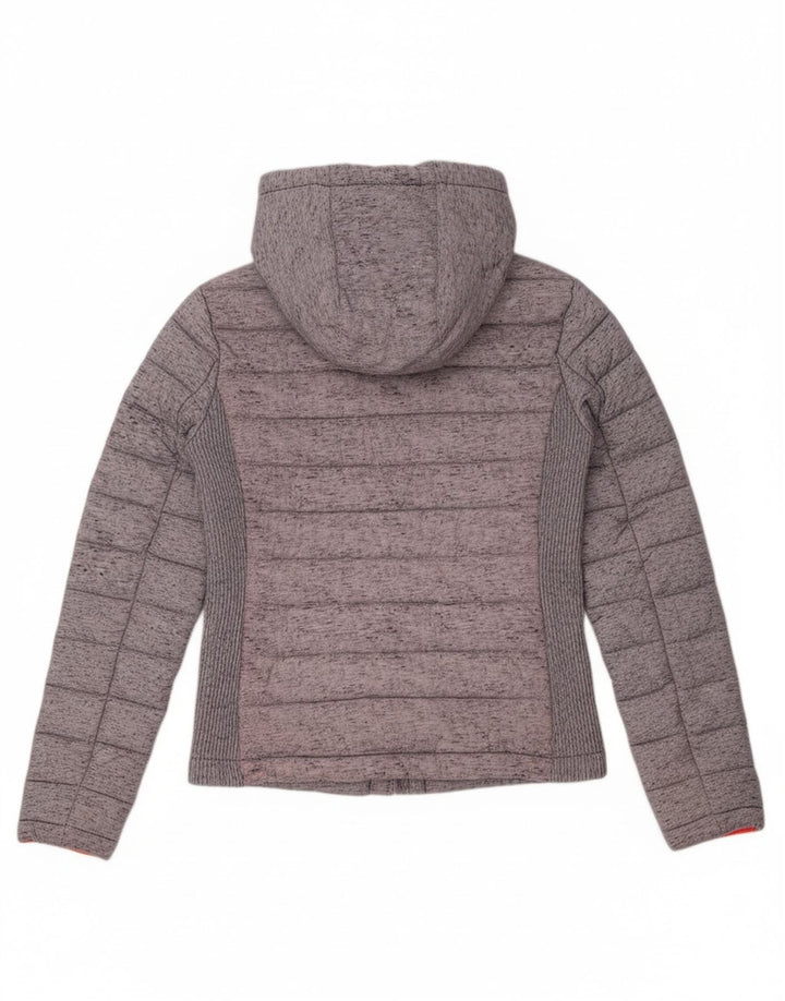 Damska wyściełana kurtka z kapturem Superdry UK 8 XS Szary poliester w blokach kolorów