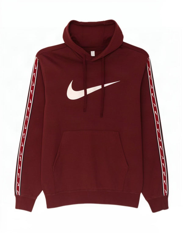 Męski sweter z kapturem Nike z grafiką, mały, bordowy, bawełniany