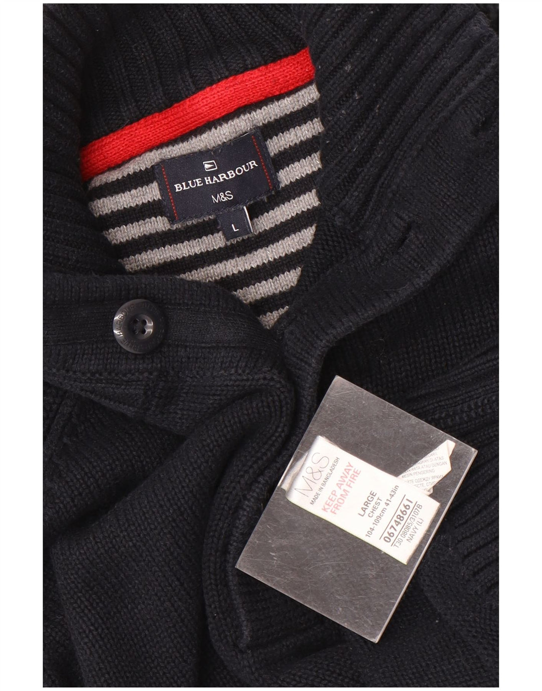 Marks & Spencer Męski sweter zapinany na guziki, duży, granatowy