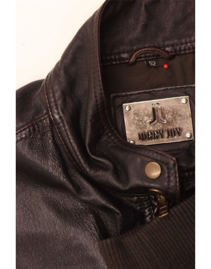 Vintage męska skórzana kurtka bomber IT 52 XL brązowa retro