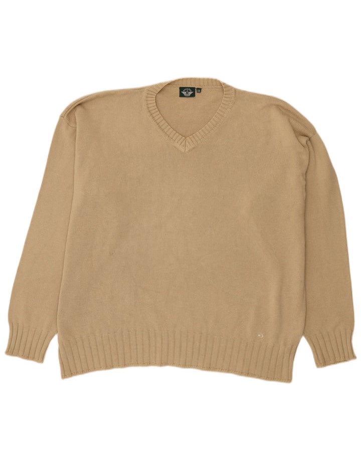 Męski sweter Dockers z dekoltem w kształcie litery V, 2XL, beżowy, bawełniany