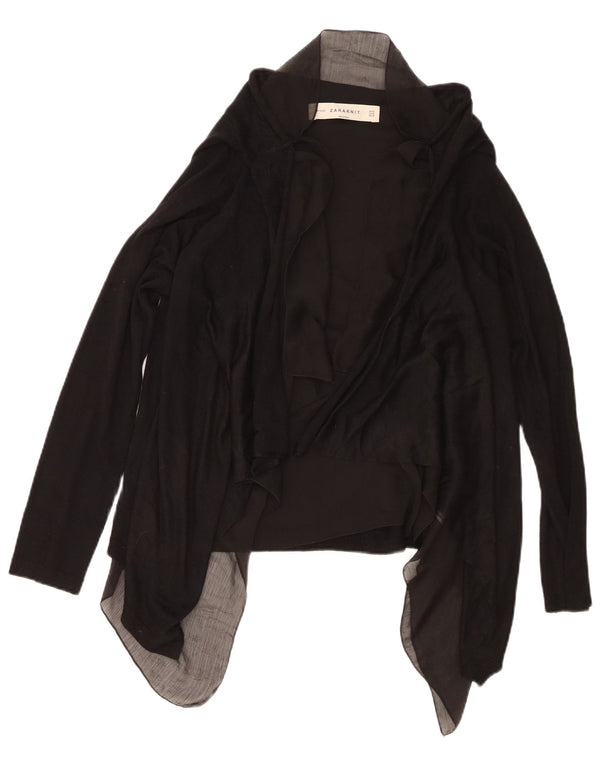 Damski asymetryczny sweter rozpinany ZARA UK 12 Średni czarny akryl