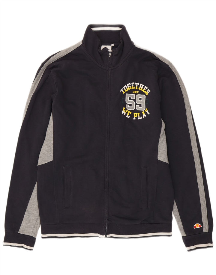 Męska kurtka dresowa Ellesse z grafiką XL, granatowa, bawełniana w bloki kolorów