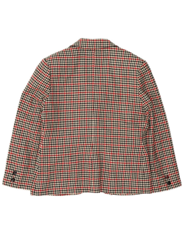 Damska marynarka VINTAGE zapinana na 2 guziki UK 16, duża, beżowa pepitka