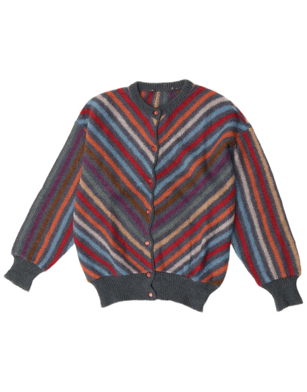 Sweter damski w stylu vintage, brytyjski 14, średni, wielobarwny, wełniany w paski