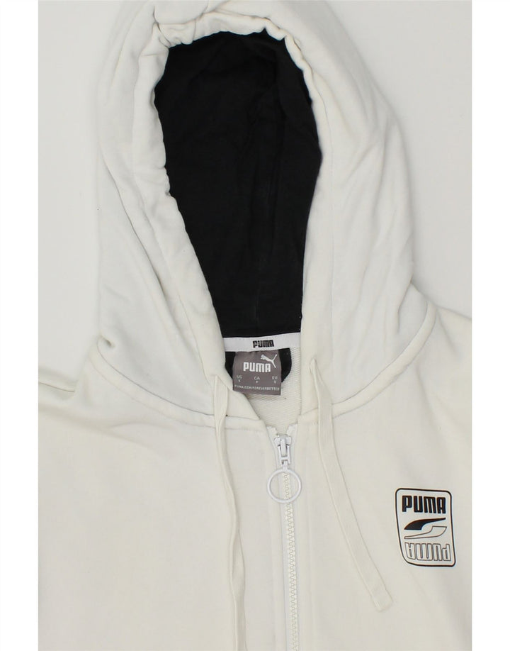 PUMA Mens Zip Hoodie Sweater Small White Colourblock Cotton Vintage Puma and Second-Hand Puma from Messina Hembry 