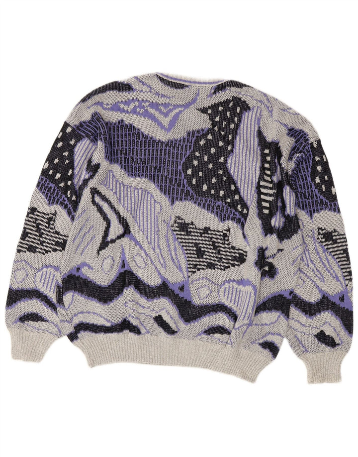 Damski sweter VINTAGE z abstrakcyjnym wzorem i okrągłym dekoltem UK 20 2XL szary