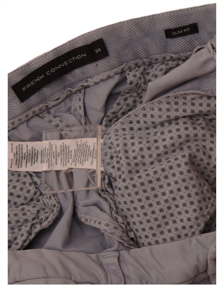 Męskie spodnie chino o dopasowanym kroju French Connection, rozmiar 34, niebieska bawełna