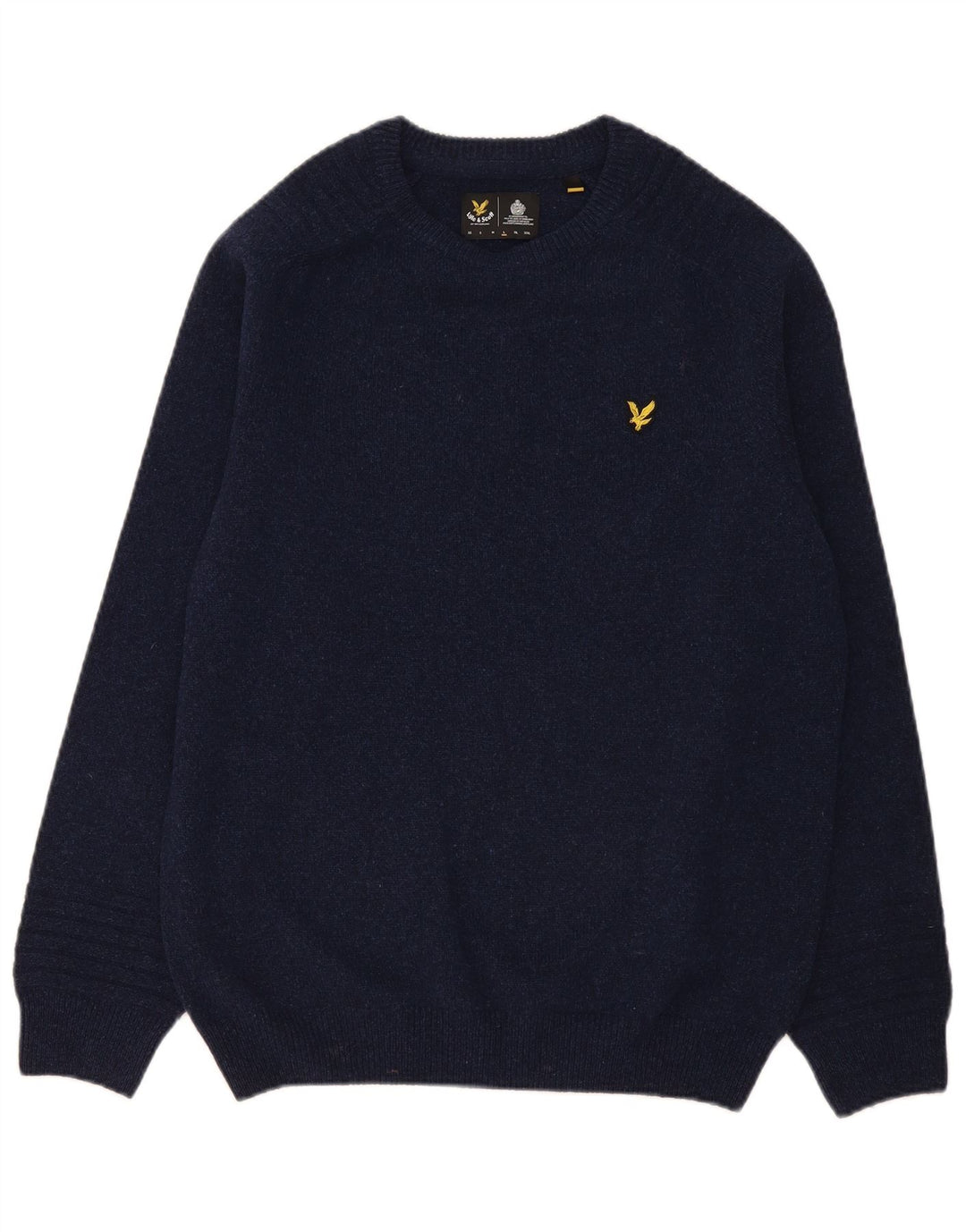 Męski sweter z okrągłym dekoltem Lyle & Scott, duży, granatowy, wełniany