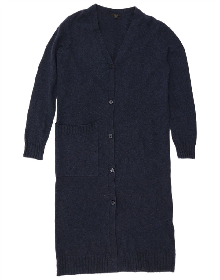 Cos Damski sweter oversize o przedłużonym fasonie, UK 10, mały, granatowy, wełniany
