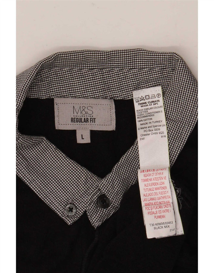 Marks & Spencer Męski sweter polo o regularnym kroju, duży, czarny