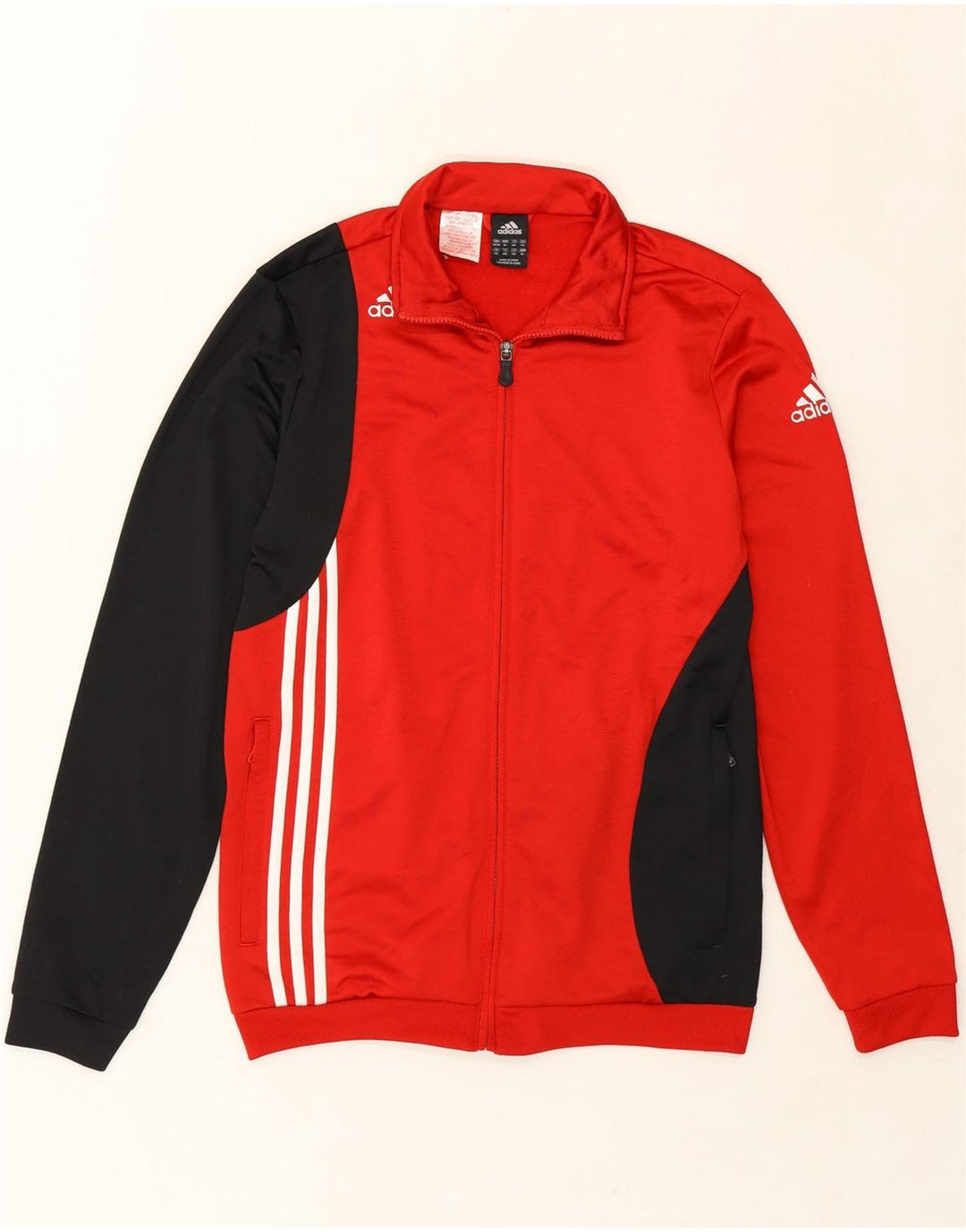 ADIDAS Boys Tracksuit Top Jacket 15-16 Years Red Colourblock Polyester Vintage Adidas and Second-Hand Adidas from Messina Hembry 