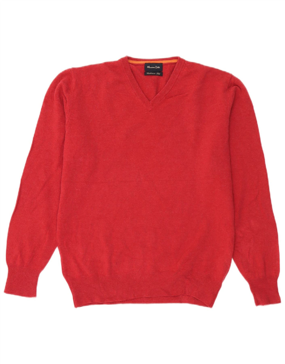 Męski sweter Massimo Dutti z dekoltem w kształcie litery V, średnia czerwona wełna