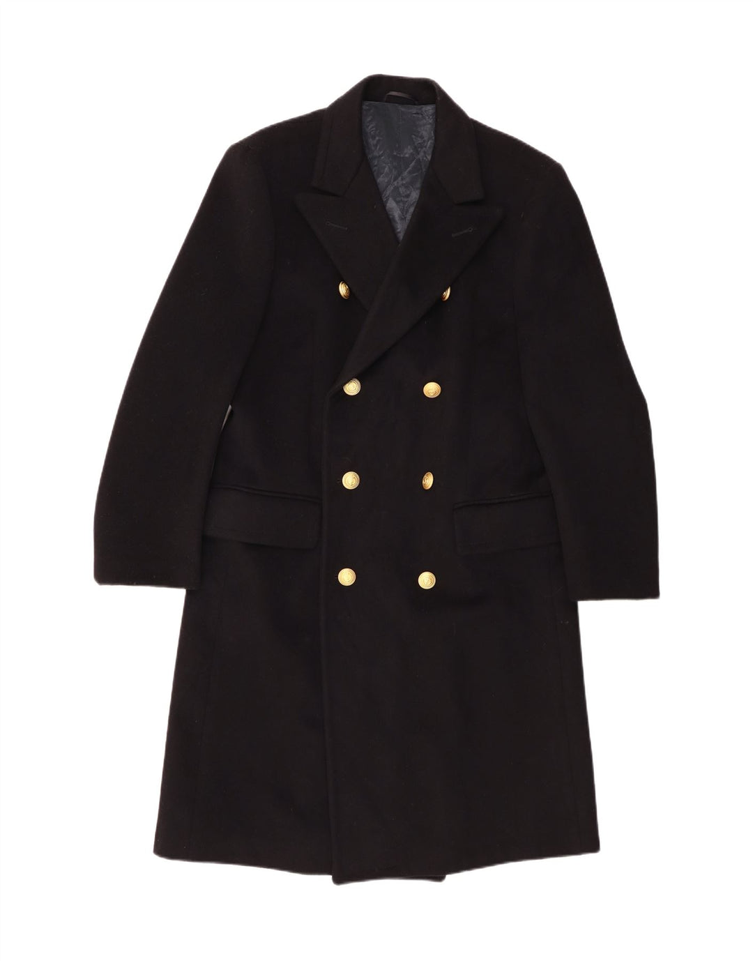 Vintage damski płaszcz z podwójnymi piersiami IT 52 2XL Czarny klasyczny