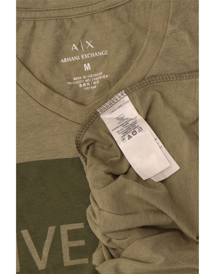 Męska koszulka z grafiką Armani Exchange, średnia, bawełniana khaki