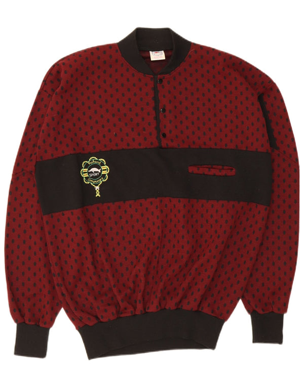 Vintage męski sweter z okrągłym dekoltem UK 46 2XL bordowy w cętki