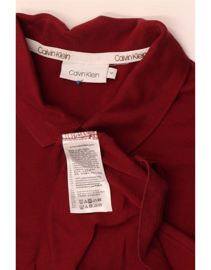Męska koszulka polo Calvin Klein, średnia, bordowa bawełna