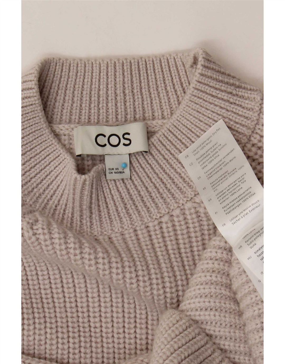 Cos Damski sweter z golfem UK 6 XS, szara wełna