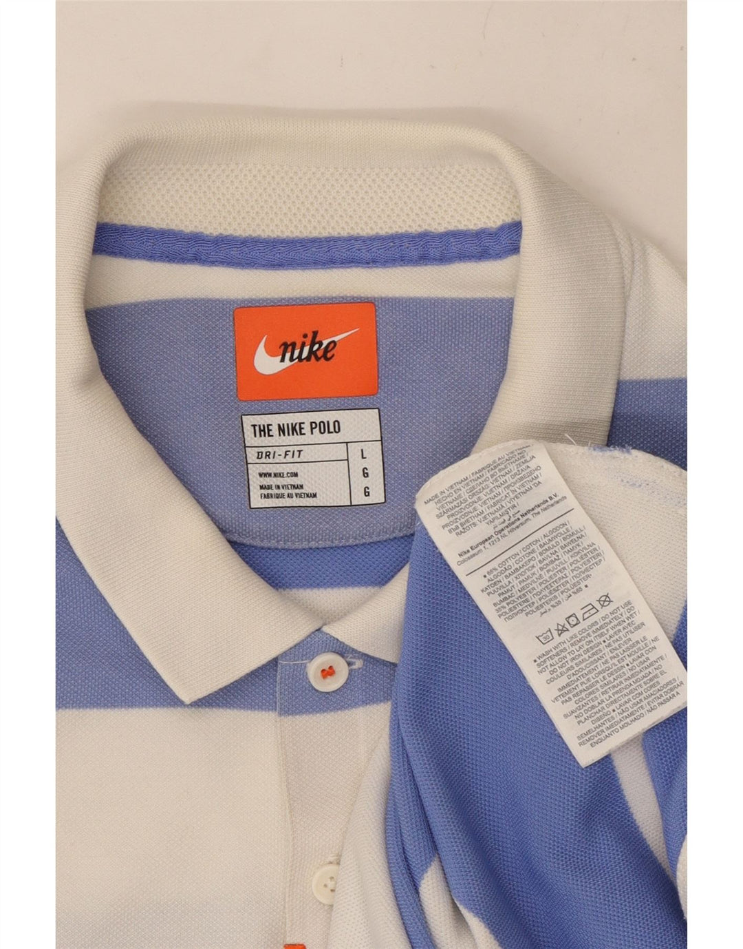 Męska koszulka polo do rugby NIKE Dri Fit, duża, bawełniana w białe paski