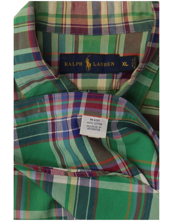 RALPH LAUREN Koszula męska XL, bawełniana w zieloną kratkę