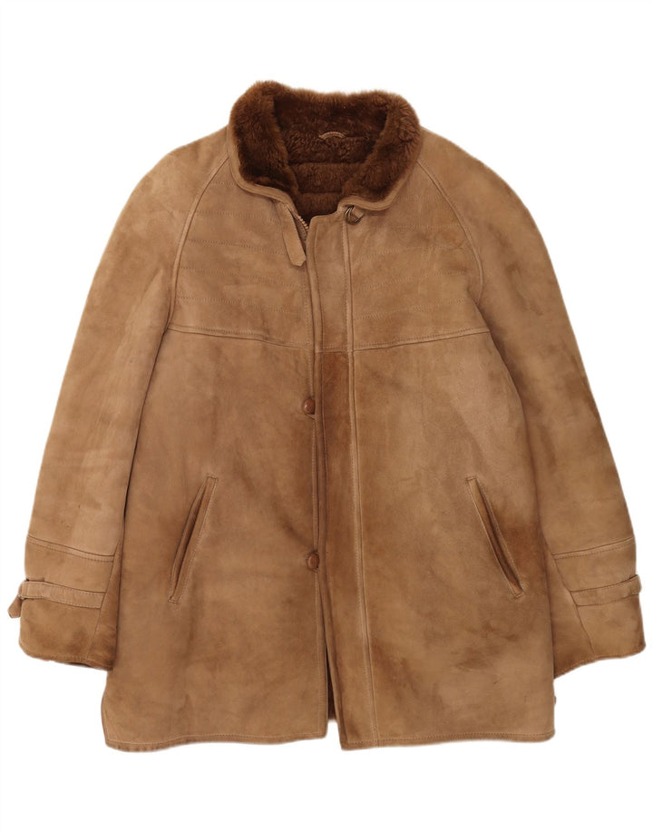Vintage męska kurtka shearling IT 48 średnio brązowa skóra