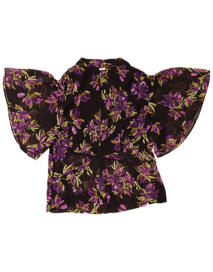 Damska bluzka Guess Batwing Top UK 8, mała czarna w kwiaty, poliester