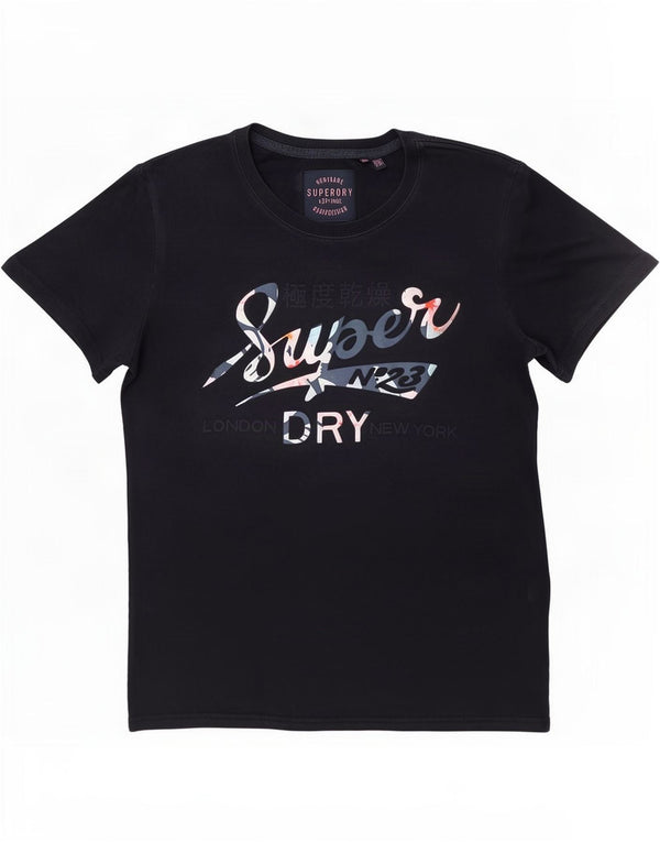 Damski T-shirt z grafiką Superdry Top UK 12, średni granatowy, bawełniany