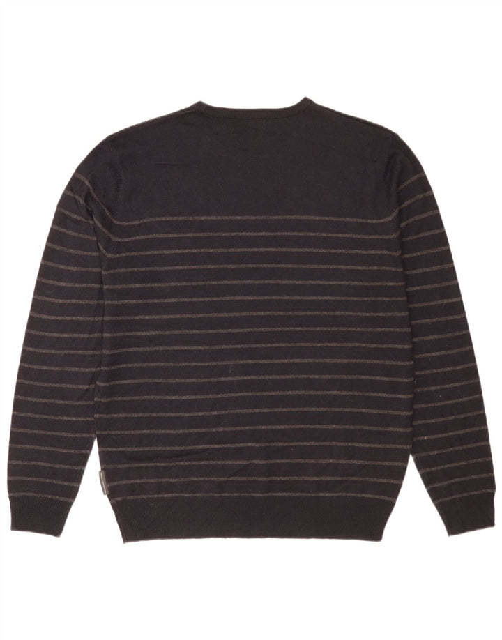 Męski sweter z wycięciem pod szyją French Connection, duży, akrylowy w czarne paski