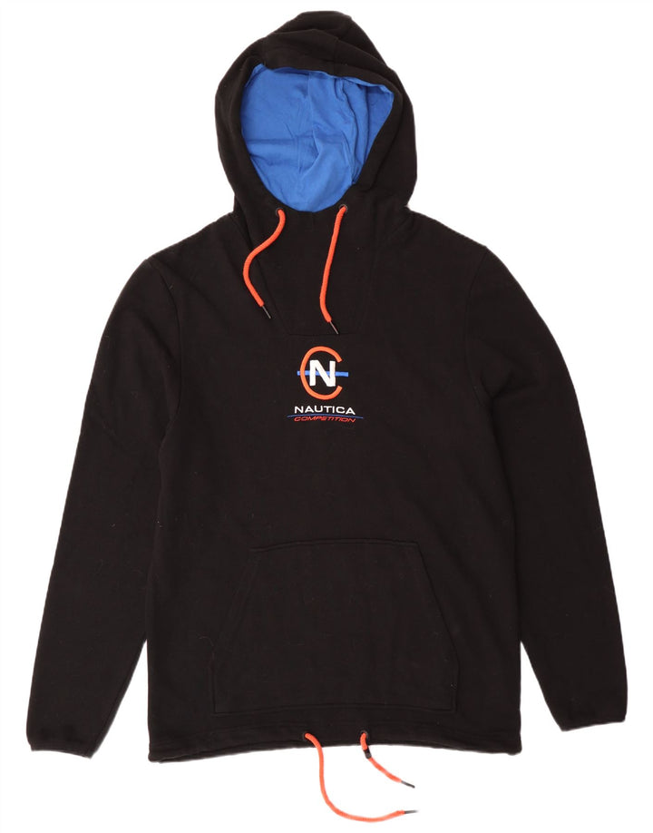 Męski sweter z kapturem i grafiką NAUTICA, duży, czarny, bawełniany