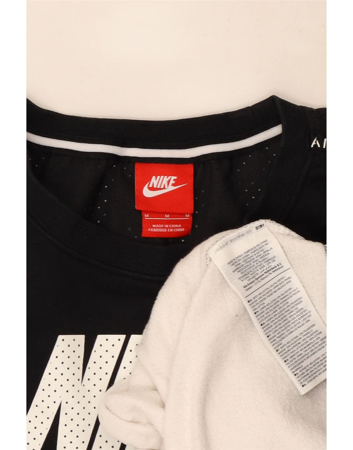 Męska bluza dresowa Nike z grafiką, bawełniana, średnia czarna, z blokami kolorów