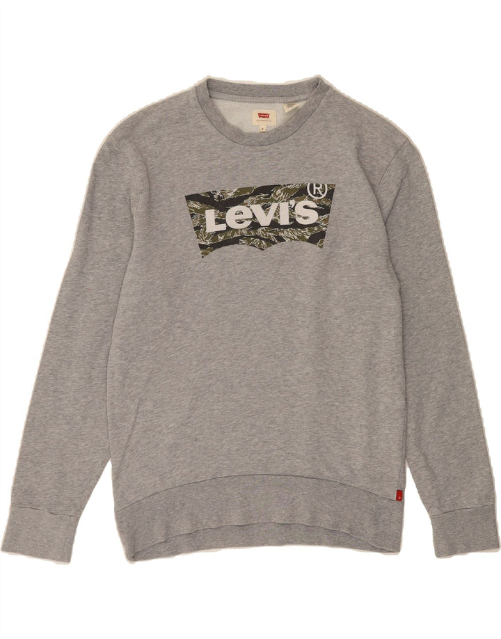 LEVI'S Mens Graphic Sweatshirt Jumper Medium Grey Cotton Vintage Levi's and Second-Hand Levi's from Messina Hembry 